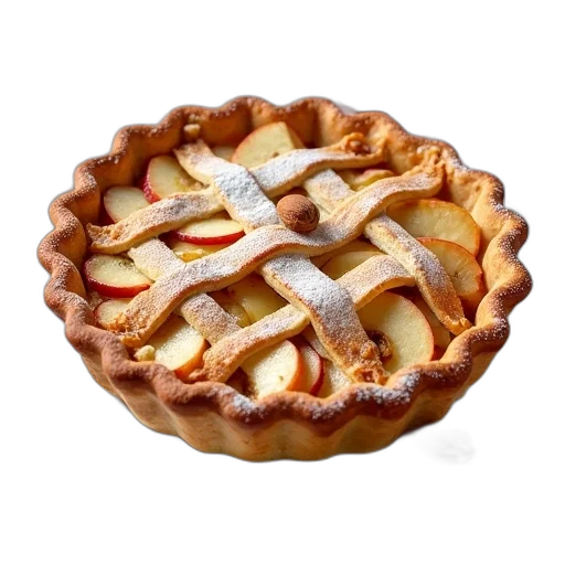 food, crown, 3d render, golden-brown, apple, pie, lattice, crust transparent PNG cut-out