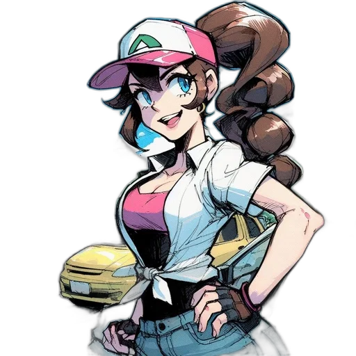 hat, staff, concept art, cartoon, anime, vaporwave, pastel, monochrome transparent PNG cut-out
