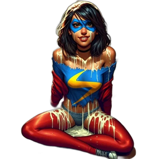 comic book art, concept art, fantasy art, pixel art, blue, costumed, heroine, distress transparent PNG cut-out