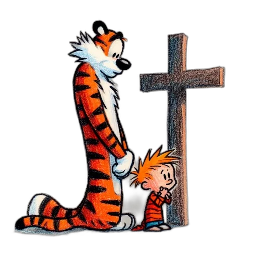 cartoon, concept art, pixel art, comic book art, drawing, calvin, hobbes, comic transparent PNG cut-out