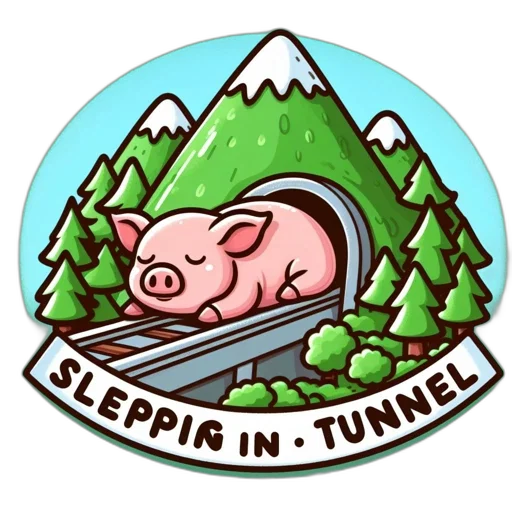concept art, illustration, shows, pink, pig, sleeping, inside, tunnel transparent PNG cut-out