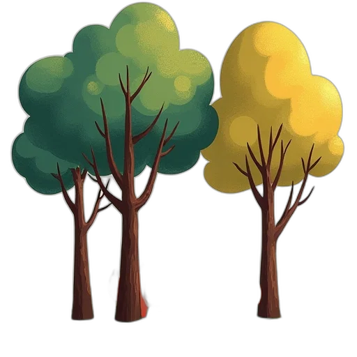 tree, concept art, 3d render, pixel art, watercolor, forest, earth tones, green transparent PNG cut-out