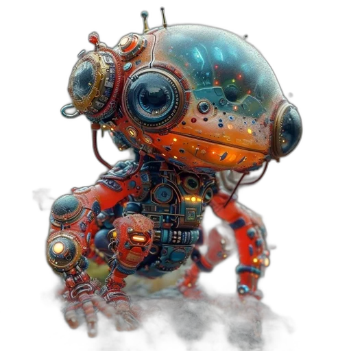 robot, creature, weapon, concept art, 3d render, cyberpunk, fantasy art, outer space transparent PNG cut-out
