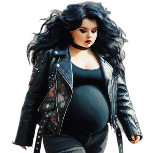 jacket, concept art, photorealistic, fantasy art, cartoon, woman, black, hair transparent PNG cut-out