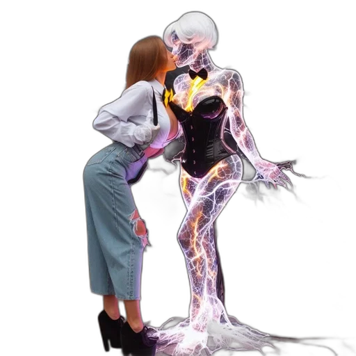 robot, creature, dress, animal, concept art, 3d render, comic book art, vaporwave transparent PNG cut-out