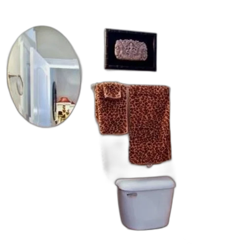 furniture, jewelry, earth tones, bathroom, leopard, print, towel, pedestal transparent PNG cut-out