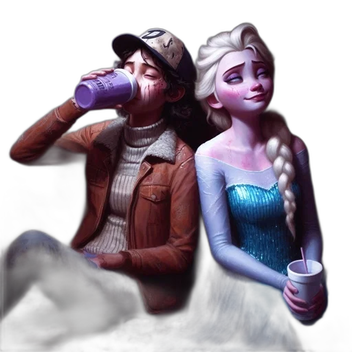 bottle, concept art, 3d render, fantasy art, comic book art, snow, fire, underwater transparent PNG cut-out