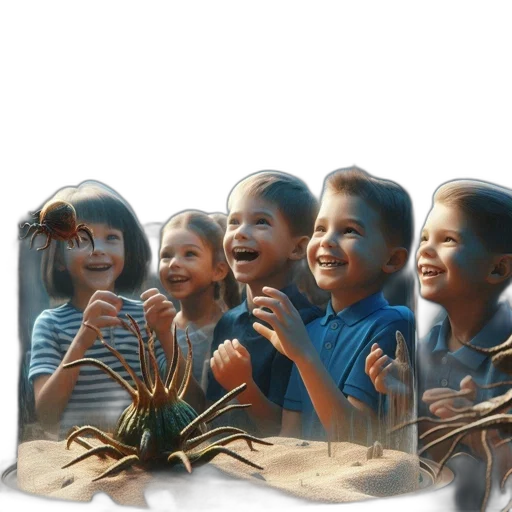 photorealistic, oil painting, 3d render, concept art, underwater, forest, beach, four transparent PNG cut-out