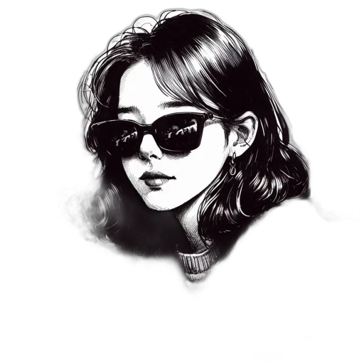 jacket, face, mask, hair, cartoon, pencil sketch, photorealistic, comic book art transparent PNG cut-out