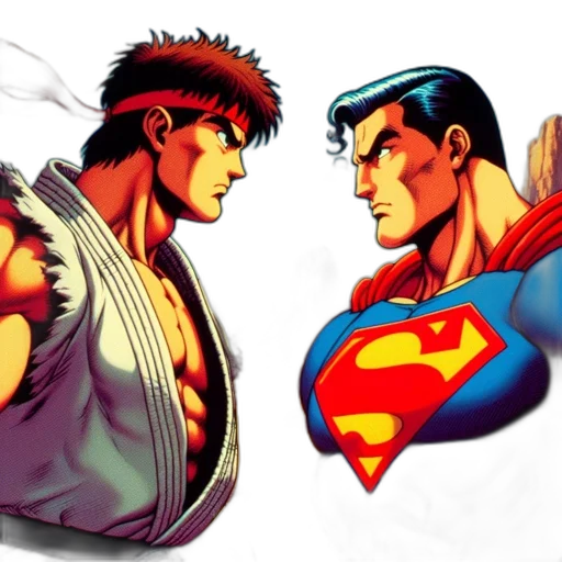 comic book art, concept art, cartoon, pixel art, muscular, martial, artist, superhero transparent PNG cut-out