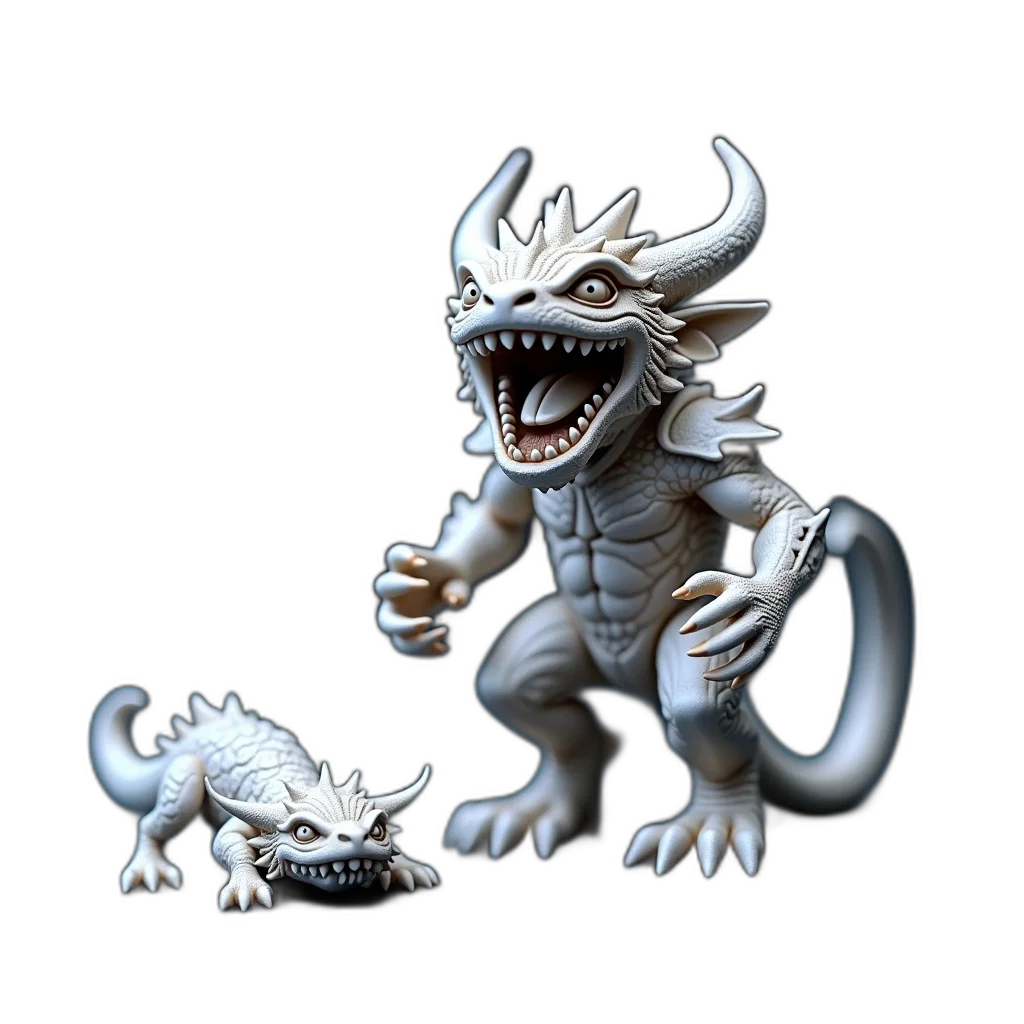dragon, creature, animal, staff, 3d render, concept art, fantasy art, photorealistic transparent PNG cut-out