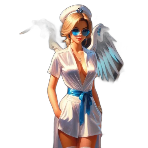 staff, dress, concept art, fantasy art, pixel art, 3d render, blue, angelic transparent PNG cut-out