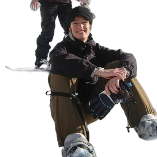 woman, sits, snow, her, snowboard, pair, gloves transparent PNG cut-out