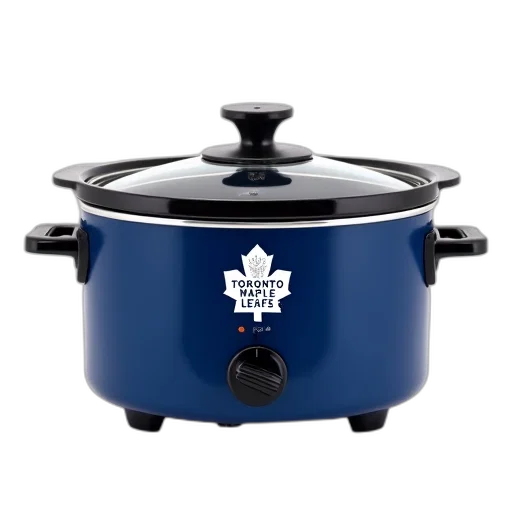 blue, slow, cooker, black, lid, handle, featuring, logo transparent PNG cut-out