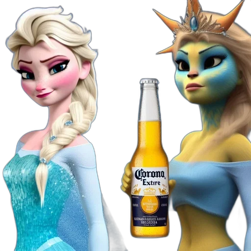 3d render, concept art, fantasy art, photorealistic, two, depictions, elsa, frozen transparent PNG cut-out