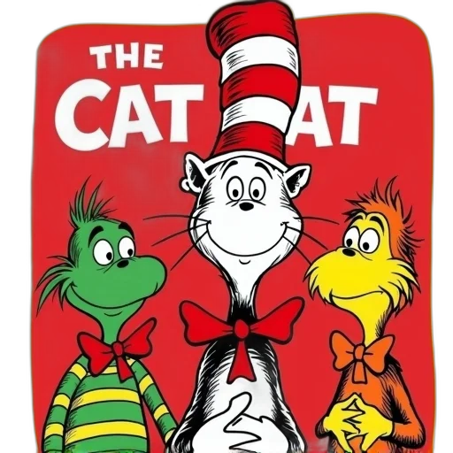 hat, colorful, children, book, cover, featuring, seuss, characters transparent PNG cut-out