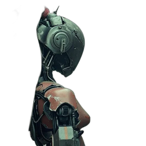 robot, mask, weapon, creature, concept art, cyberpunk, 3d render, fantasy art transparent PNG cut-out