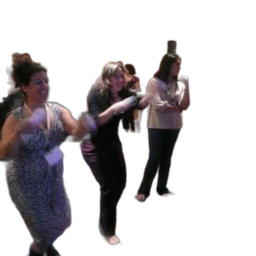 staff, group, women, dancing, room, floral, carpeting transparent PNG cut-out