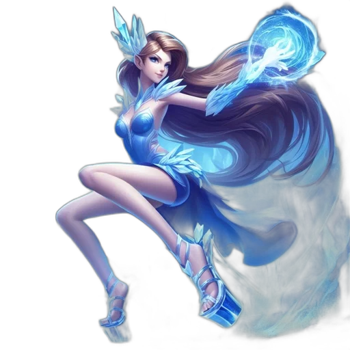 dress, staff, fantasy art, concept art, pixel art, anime, blue, pastel transparent PNG cut-out
