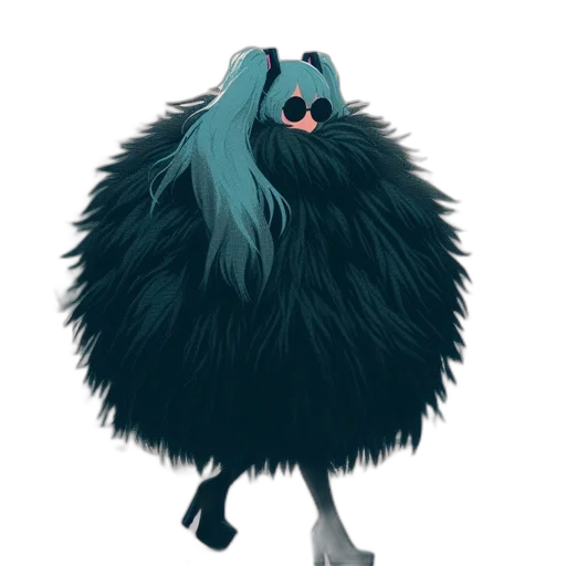 creature, animal, hair, mask, concept art, 3d render, cartoon, watercolor transparent PNG cut-out