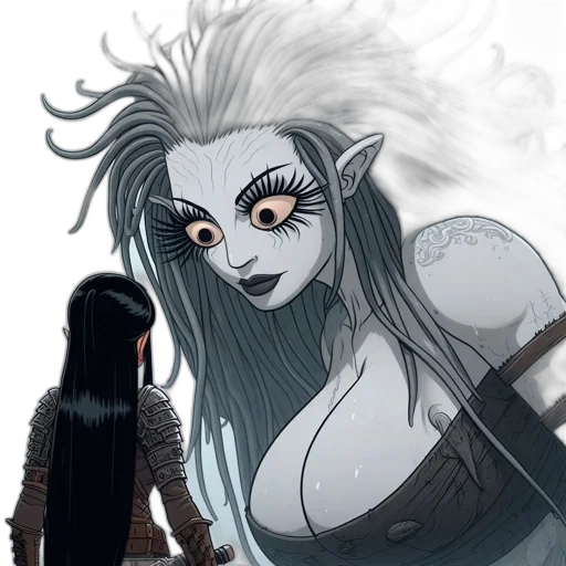creature, hair, fantasy art, concept art, comic book art, cartoon, underwater, fire transparent PNG cut-out