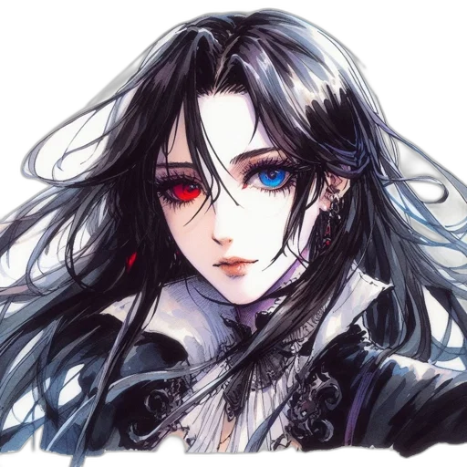 face, jacket, staff, fantasy art, watercolor, photorealistic, concept art, monochrome transparent PNG cut-out