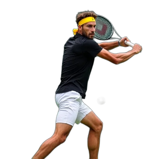 staff, photorealistic, pixel art, cartoon, male, tennis, player, captured transparent PNG cut-out