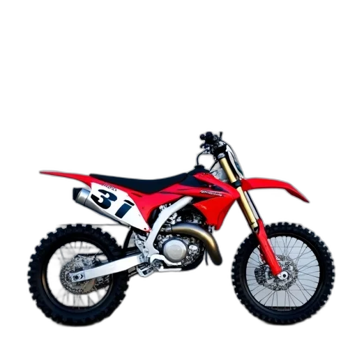 3d render, photorealistic, concept art, pixel art, red, white, dirt, bike transparent PNG cut-out