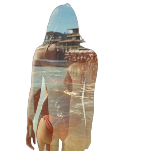dress, bottle, jacket, mask, vaporwave, 3d render, concept art, photorealistic transparent PNG cut-out