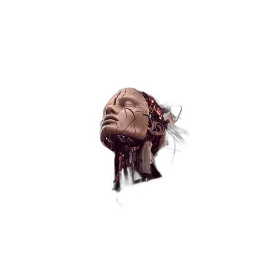 face, creature, hair, mask, photorealistic, 3d render, concept art, pixel art transparent PNG cut-out