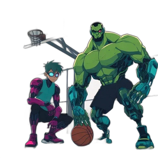 comic book art, concept art, pixel art, cartoon, green, neon, two, animated transparent PNG cut-out