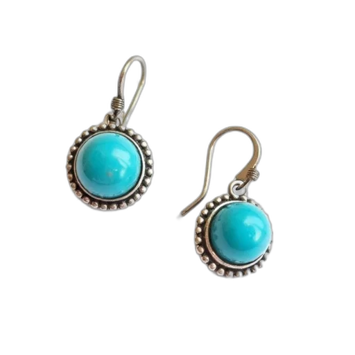jewelry, blue, pair, silver, earrings, turquoise, stones, small transparent PNG cut-out
