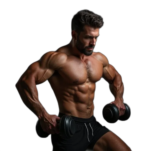photorealistic, man, doing, biceps transparent PNG cut-out