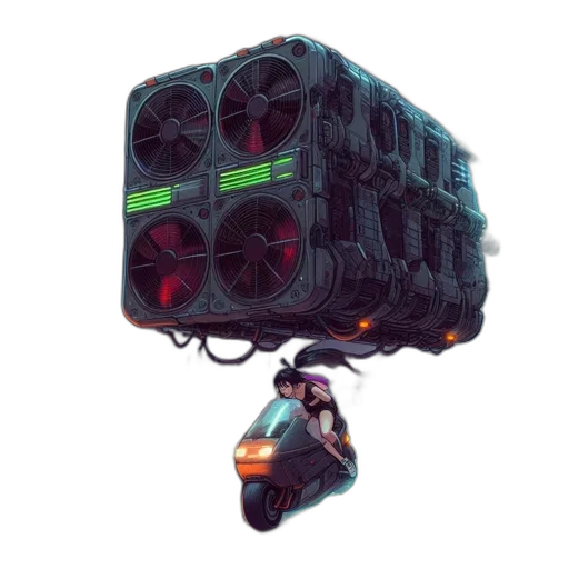 weapon, robot, car, shoes, concept art, cyberpunk, 3d render, pixel art transparent PNG cut-out