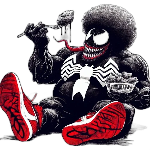 creature, animal, comic book art, cartoon, concept art, unconventional, fusion, venom transparent PNG cut-out