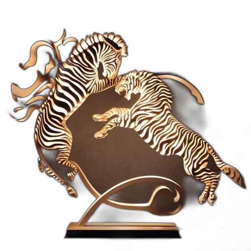 jewelry, crown, wooden, sculpture, two, zebras, engaging, posture transparent PNG cut-out