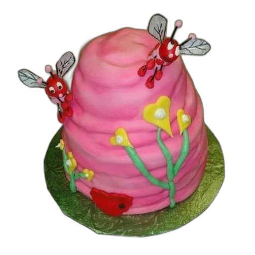 hat, crown, 3d render, pink, cake, yellow, flowers, red transparent PNG cut-out