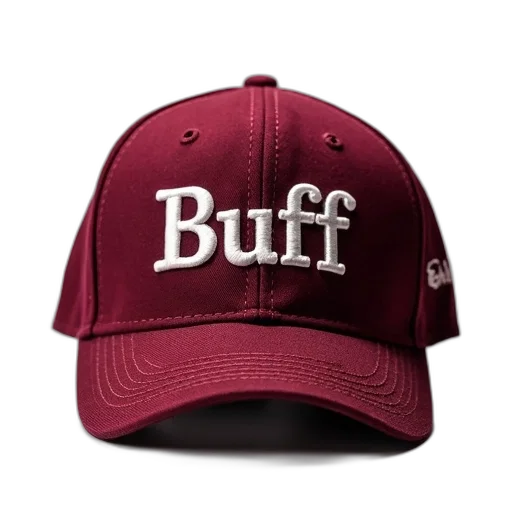 hat, staff, maroon, baseball, cap, patterned, design, word transparent PNG cut-out
