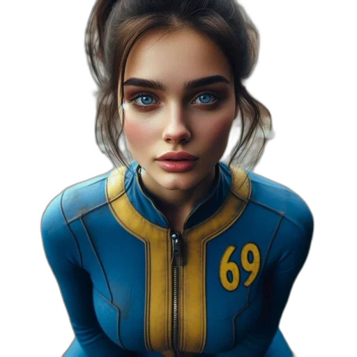 jacket, face, robot, dress, comic book art, concept art, fantasy art, photorealistic transparent PNG cut-out