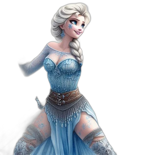 dress, fantasy art, concept art, 3d render, comic book art, blue, female, character transparent PNG cut-out