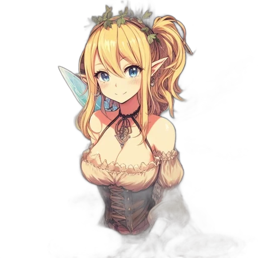 dress, crown, staff, flower, fantasy art, anime, pixel art, concept art transparent PNG cut-out