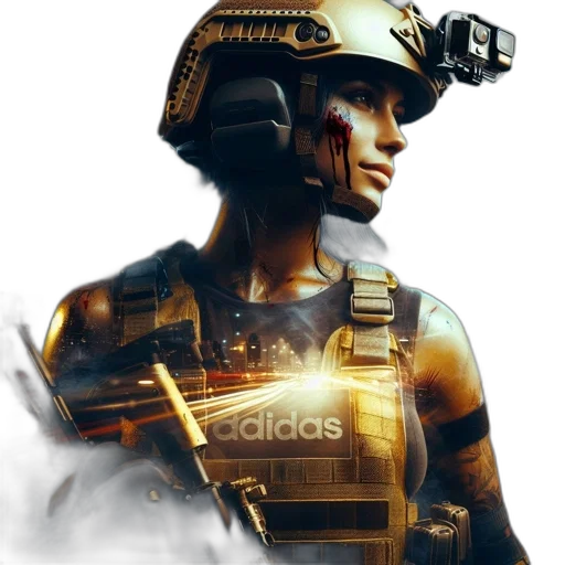 robot, weapon, concept art, cyberpunk, pixel art, 3d render, golden, female transparent PNG cut-out