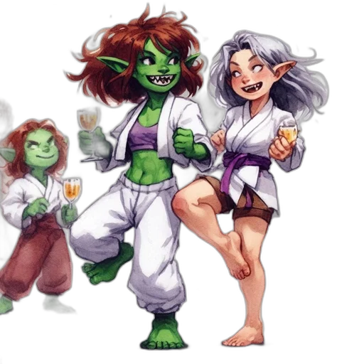 concept art, fantasy art, pixel art, comic book art, two, animated, characters, distinctive transparent PNG cut-out