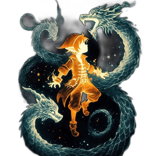 dragon, staff, creature, animal, fantasy art, concept art, pixel art, comic book art transparent PNG cut-out