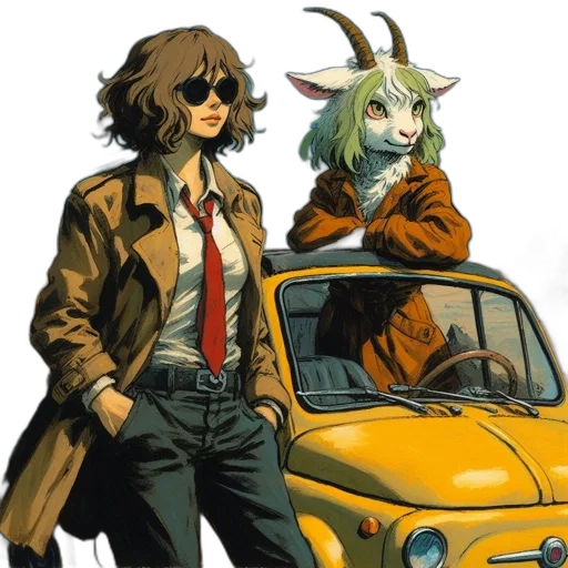 jacket, car, mask, concept art, comic book art, anime, cyberpunk, city street transparent PNG cut-out