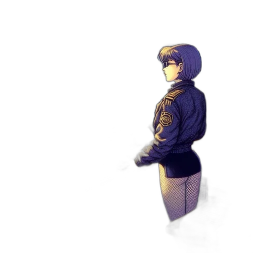 jacket, robot, dress, weapon, watercolor, pixel art, concept art, cyberpunk transparent PNG cut-out