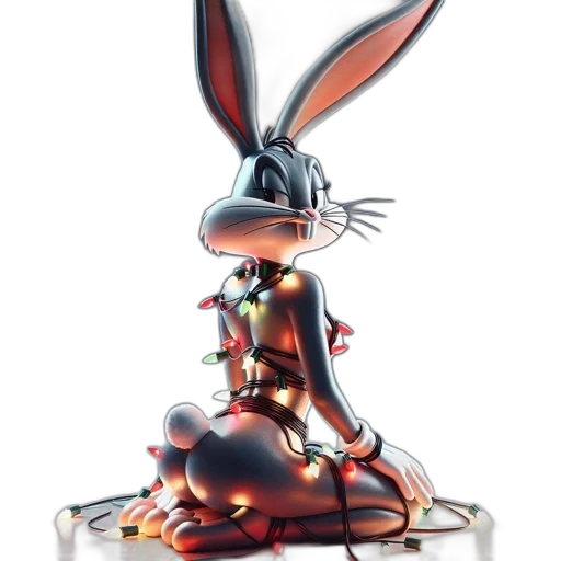 robot, 3d render, concept art, cartoon, photorealistic, neon lights, animated, rabbit transparent PNG cut-out