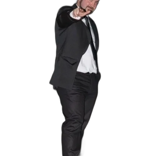 staff, jacket, man, black, suit, tie, points, his transparent PNG cut-out