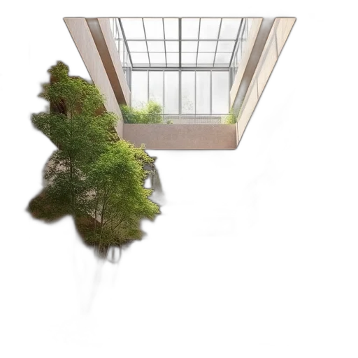 building, tree, 3d render, photorealistic, concept art, forest, fog, rain transparent PNG cut-out