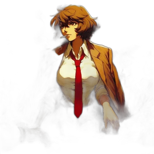 jacket, staff, face, concept art, pixel art, anime, watercolor, golden transparent PNG cut-out